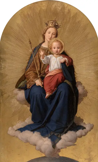 Regina Coeli; Virgin and Christ Child enthroned in the clouds